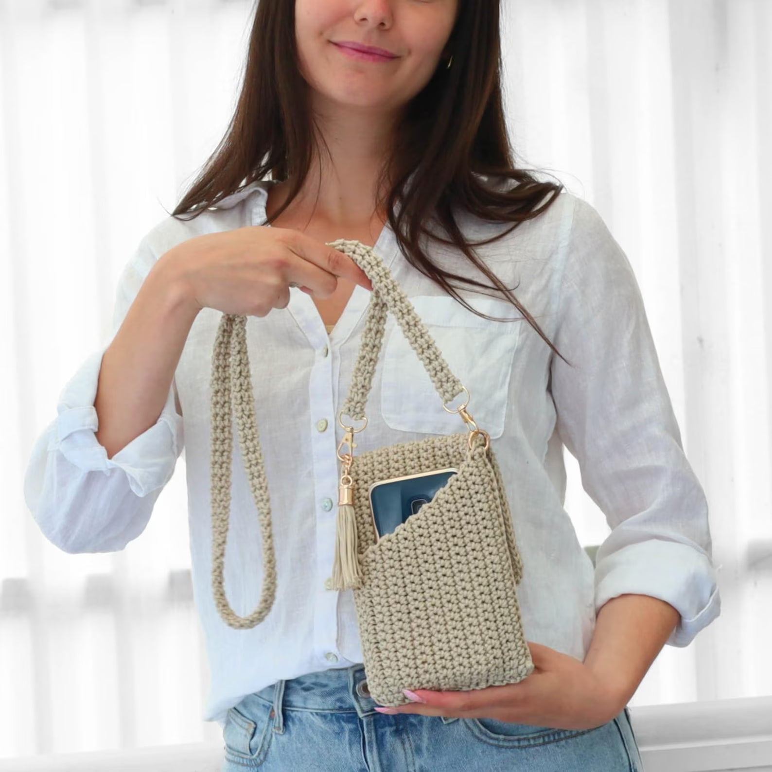 Heklet crossbody-veske – PDF-oppskrift