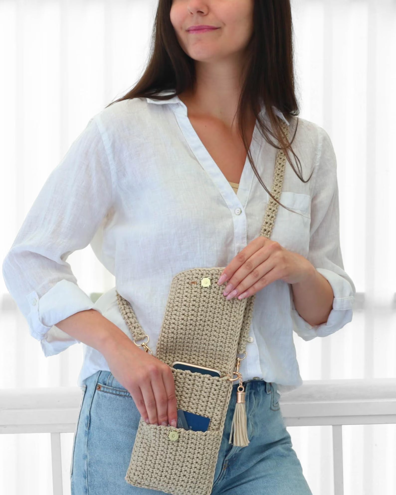 Heklet crossbody-veske – PDF-oppskrift